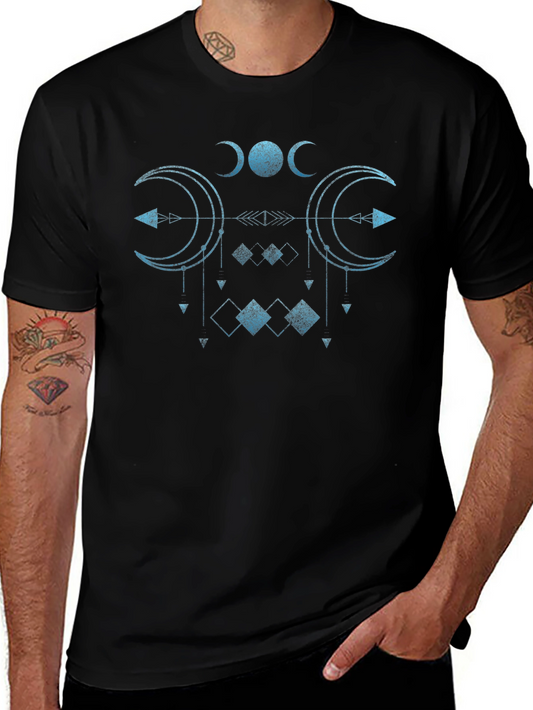 Mystic Moon Phase Graphic Tee - Black