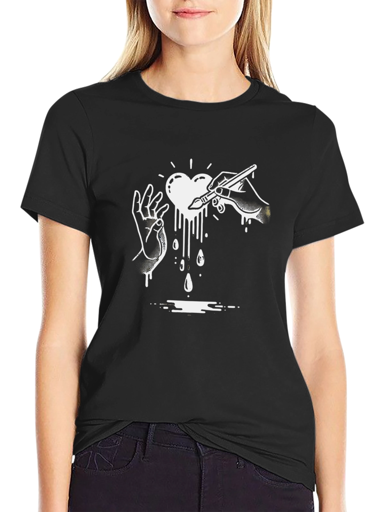 Heart Artist Graphic Black T-Shirt