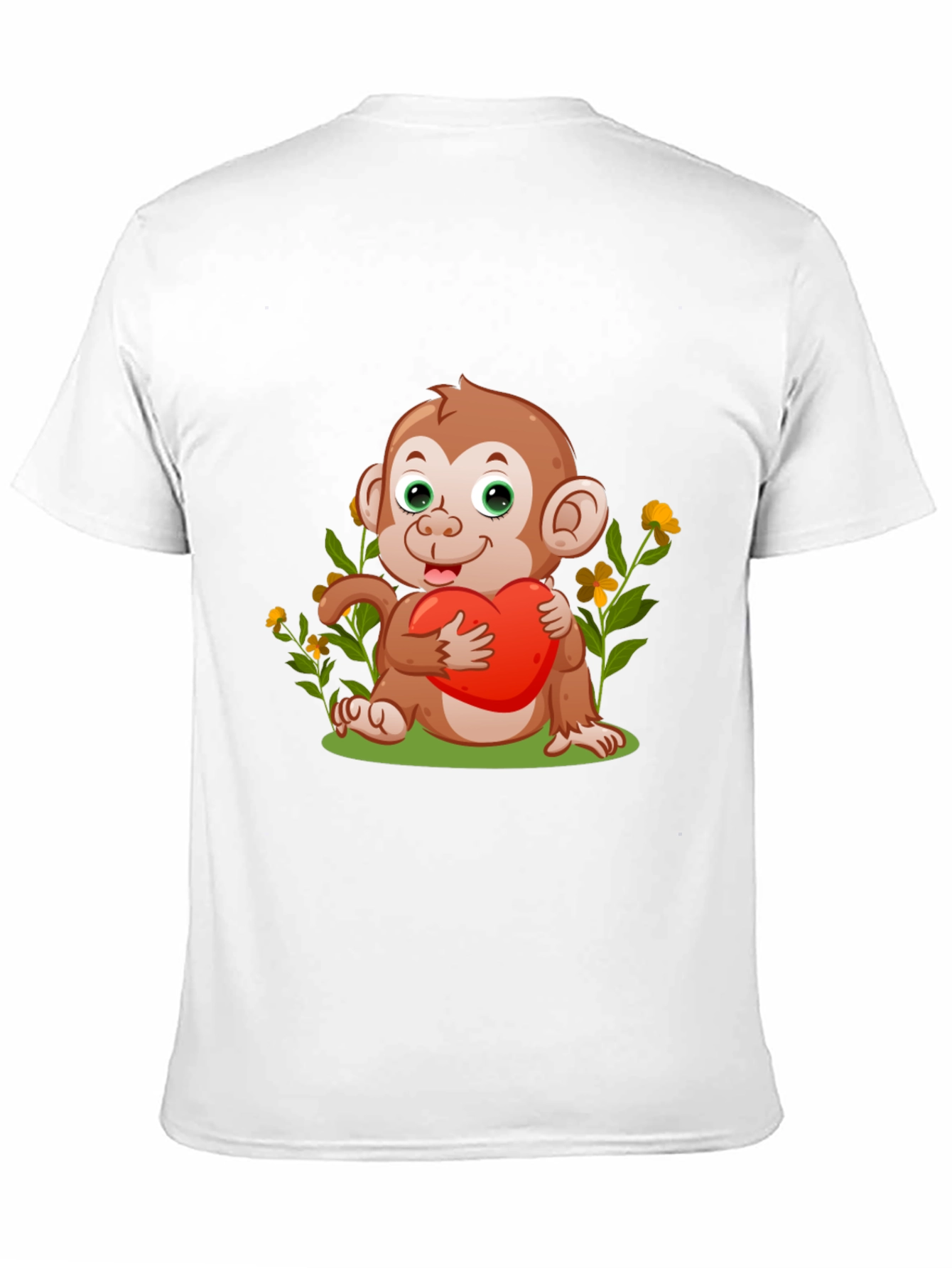 Cute Monkey with Heart Black T-Shirt