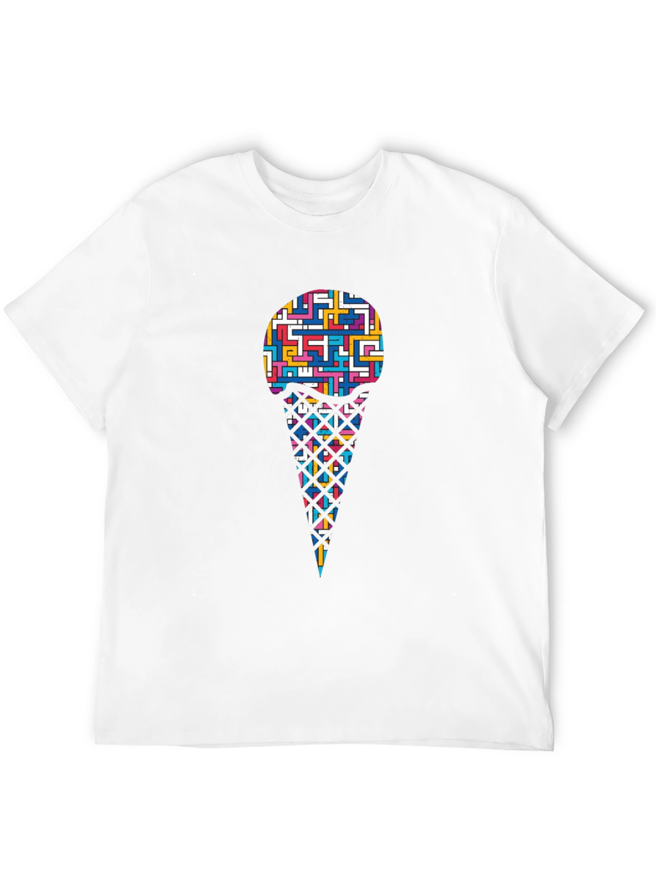 Abstract Ice Cream Graphic Black T-Shirt