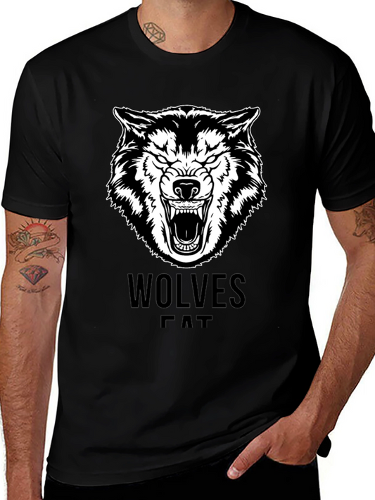 Wolves Graphic Print Black T-Shirt