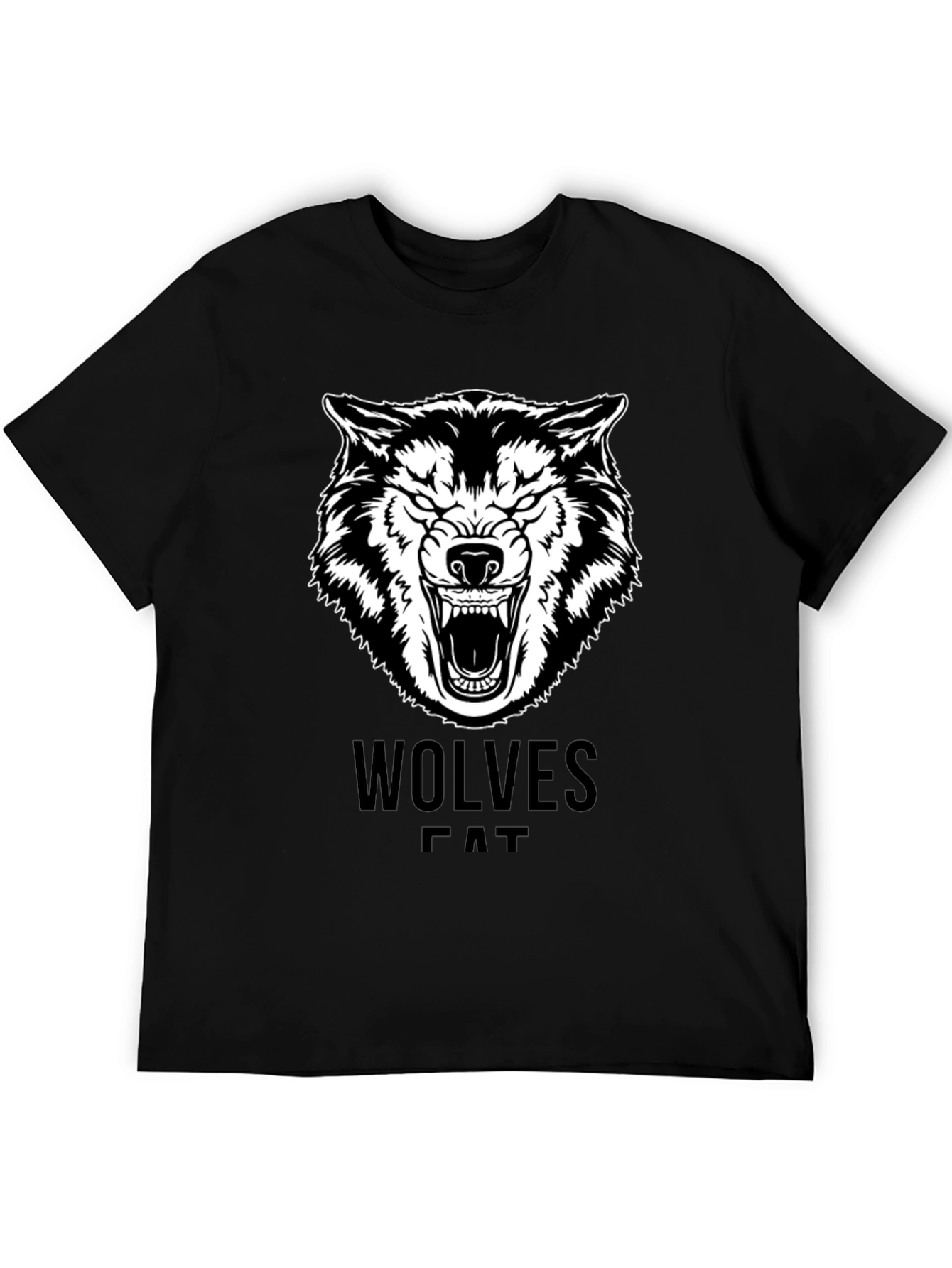 Wolves Graphic Print Black T-Shirt