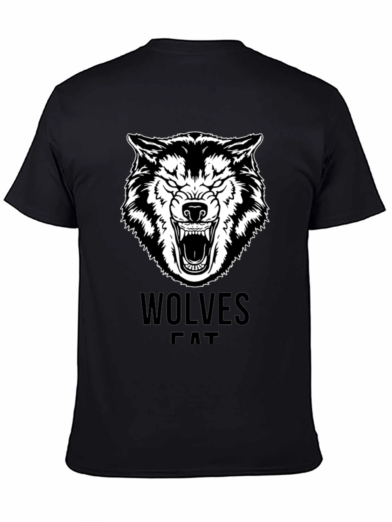 Wolves Graphic Print Black T-Shirt