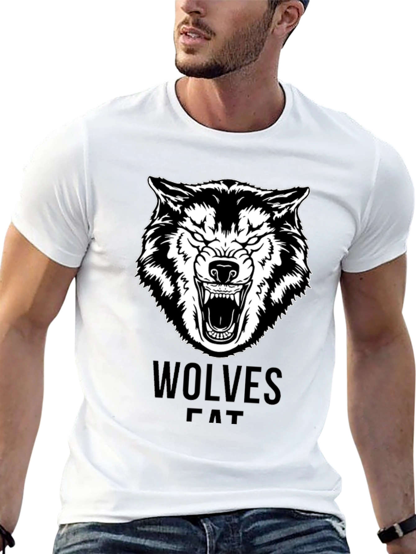Wolves Graphic Print Black T-Shirt
