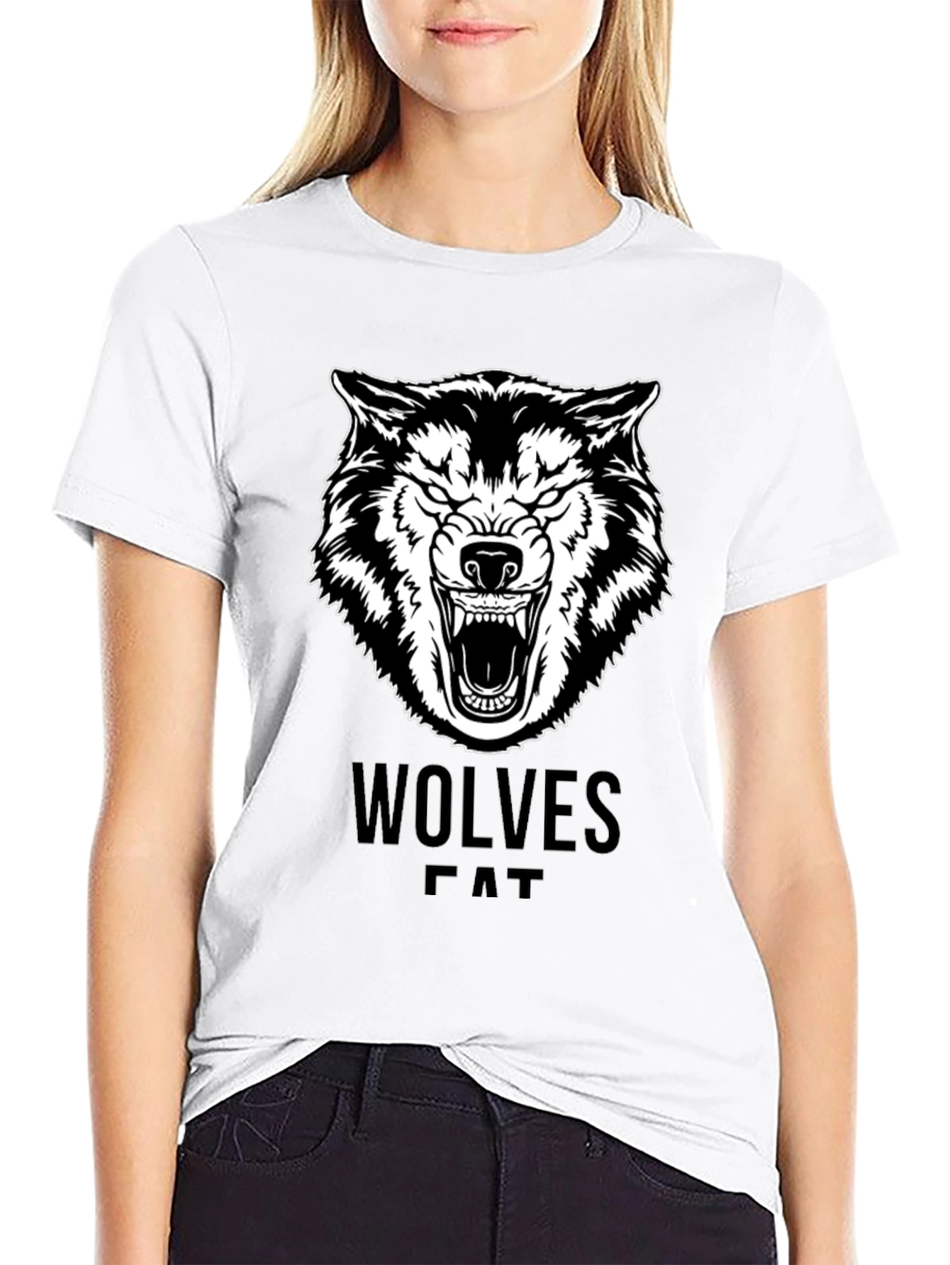 Wolves Graphic Print Black T-Shirt