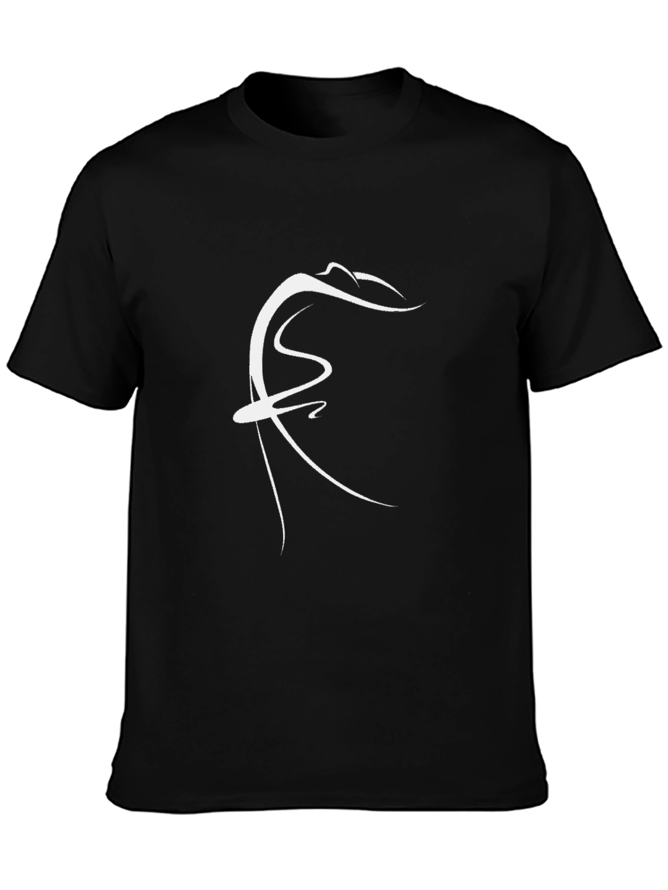 Abstract White Design Black T-Shirt