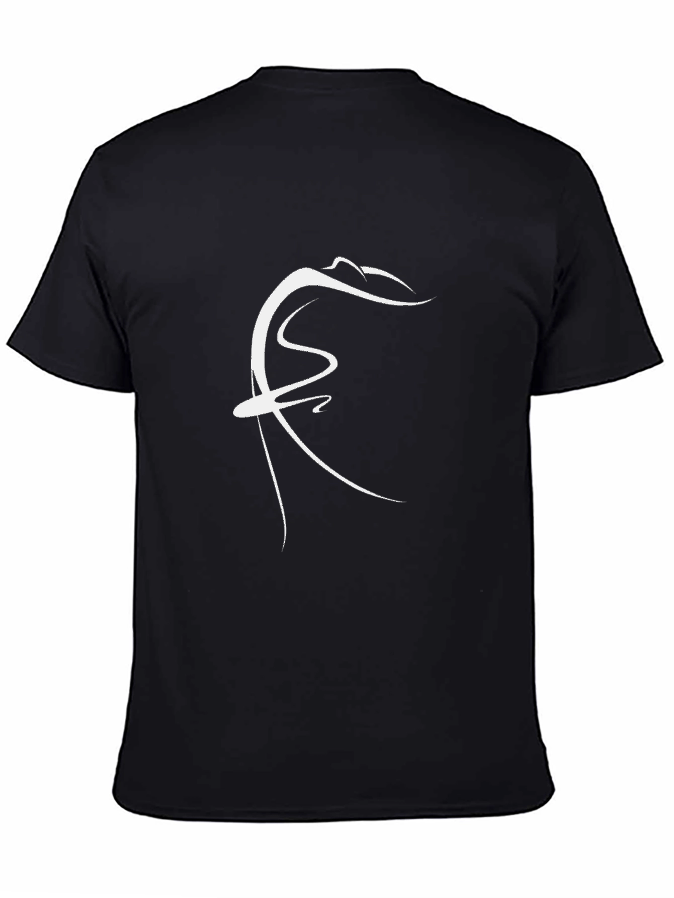 Abstract White Design Black T-Shirt