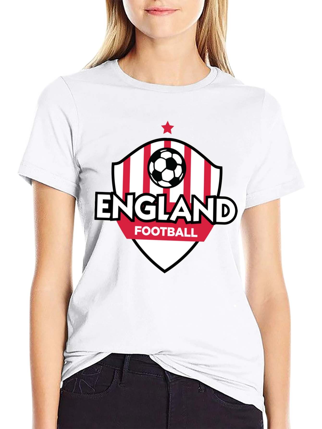 England Football Black T-Shirt Soccer Fan Tee