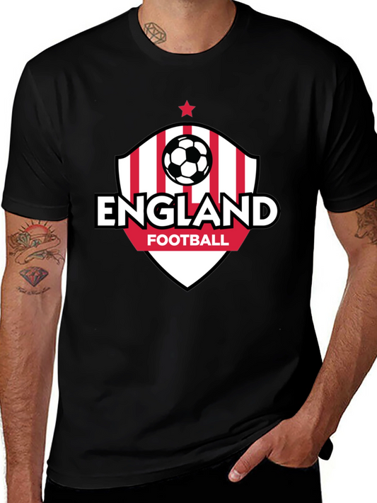 England Football Black T-Shirt Soccer Fan Tee