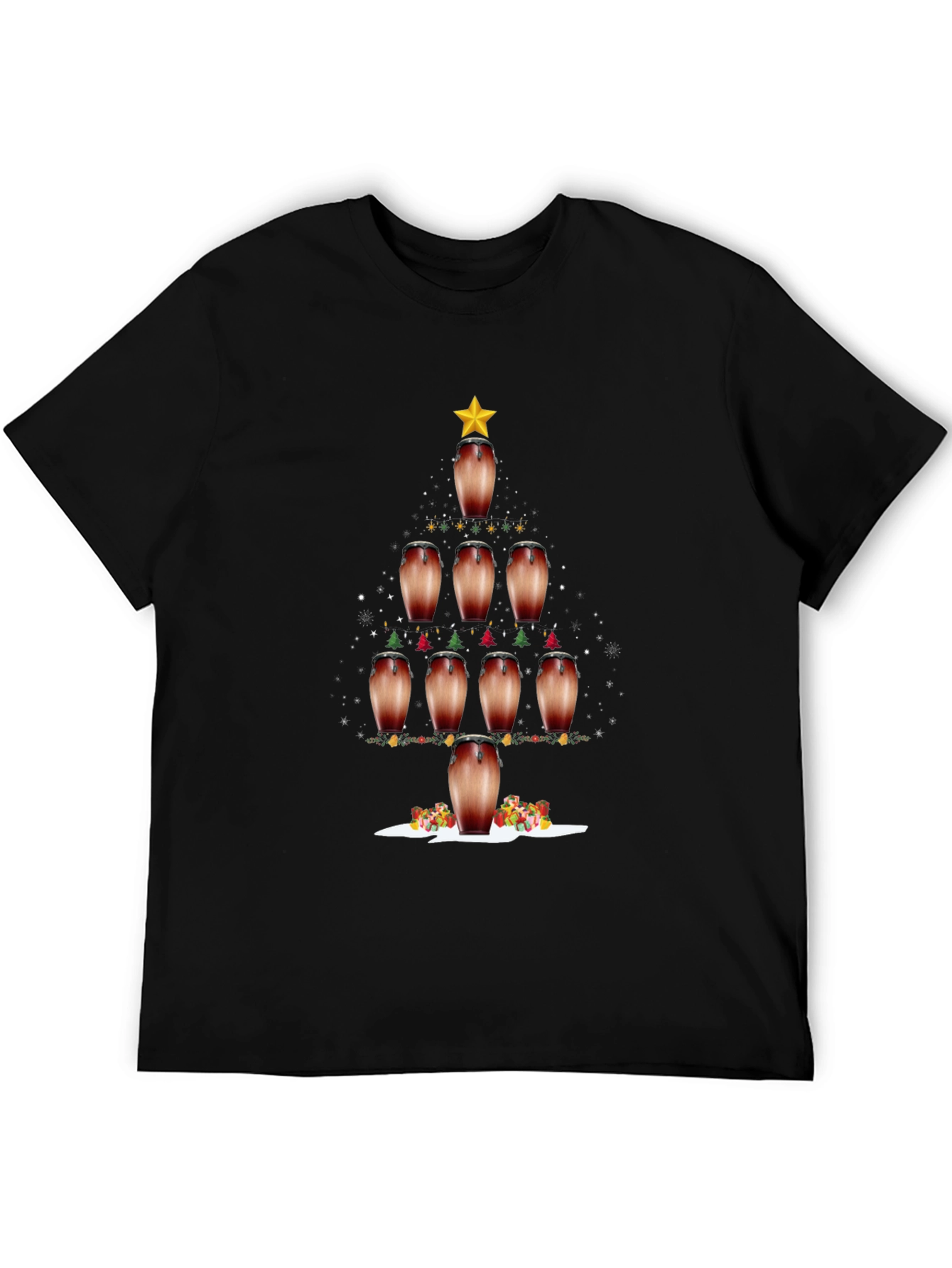 Conga Drum Christmas Tree Graphic Tee - Holiday Vibes!