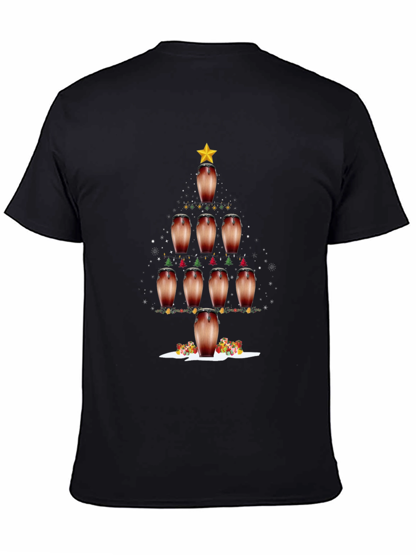 Conga Drum Christmas Tree Graphic Tee - Holiday Vibes!