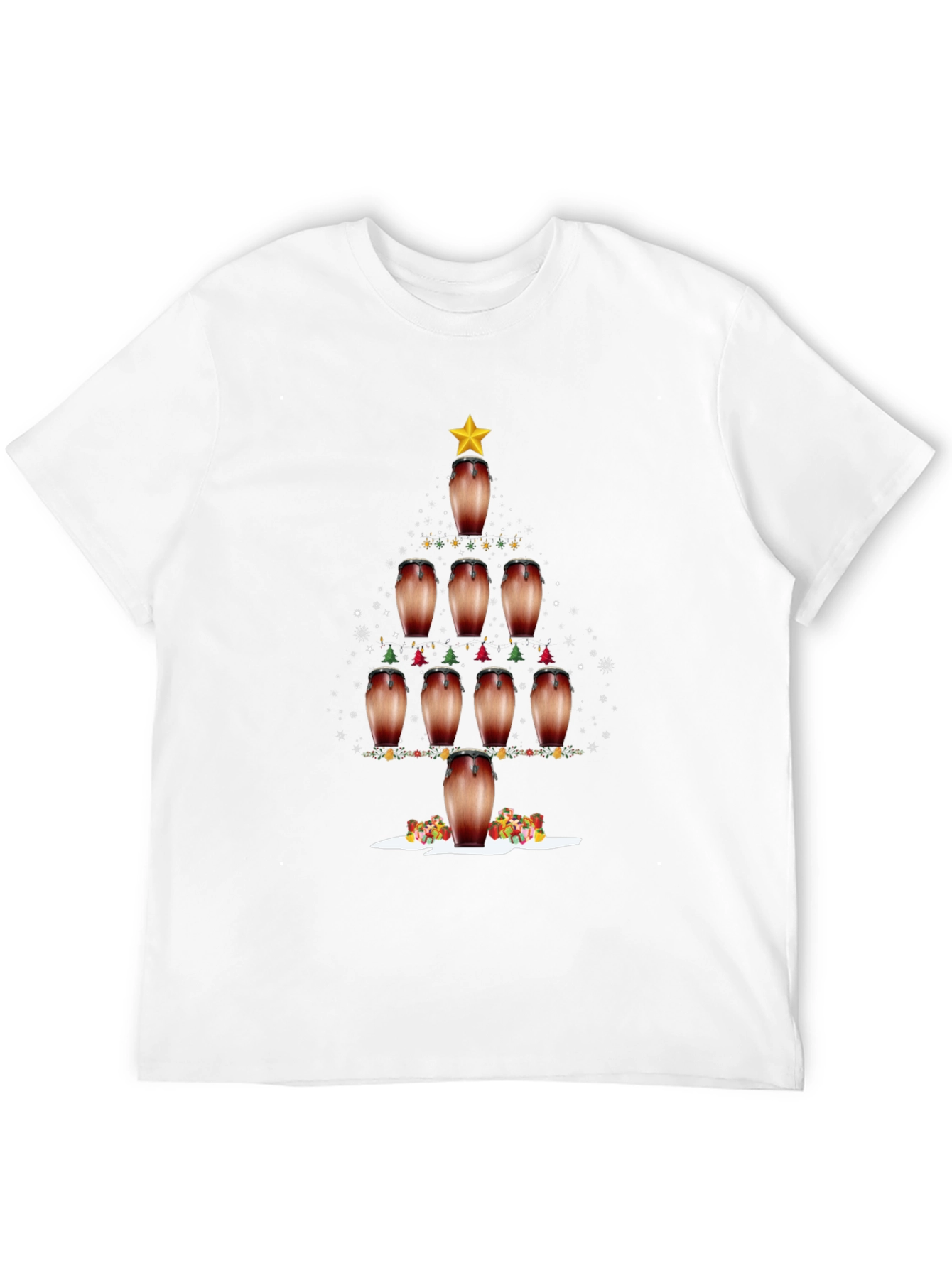 Conga Drum Christmas Tree Graphic Tee - Holiday Vibes!
