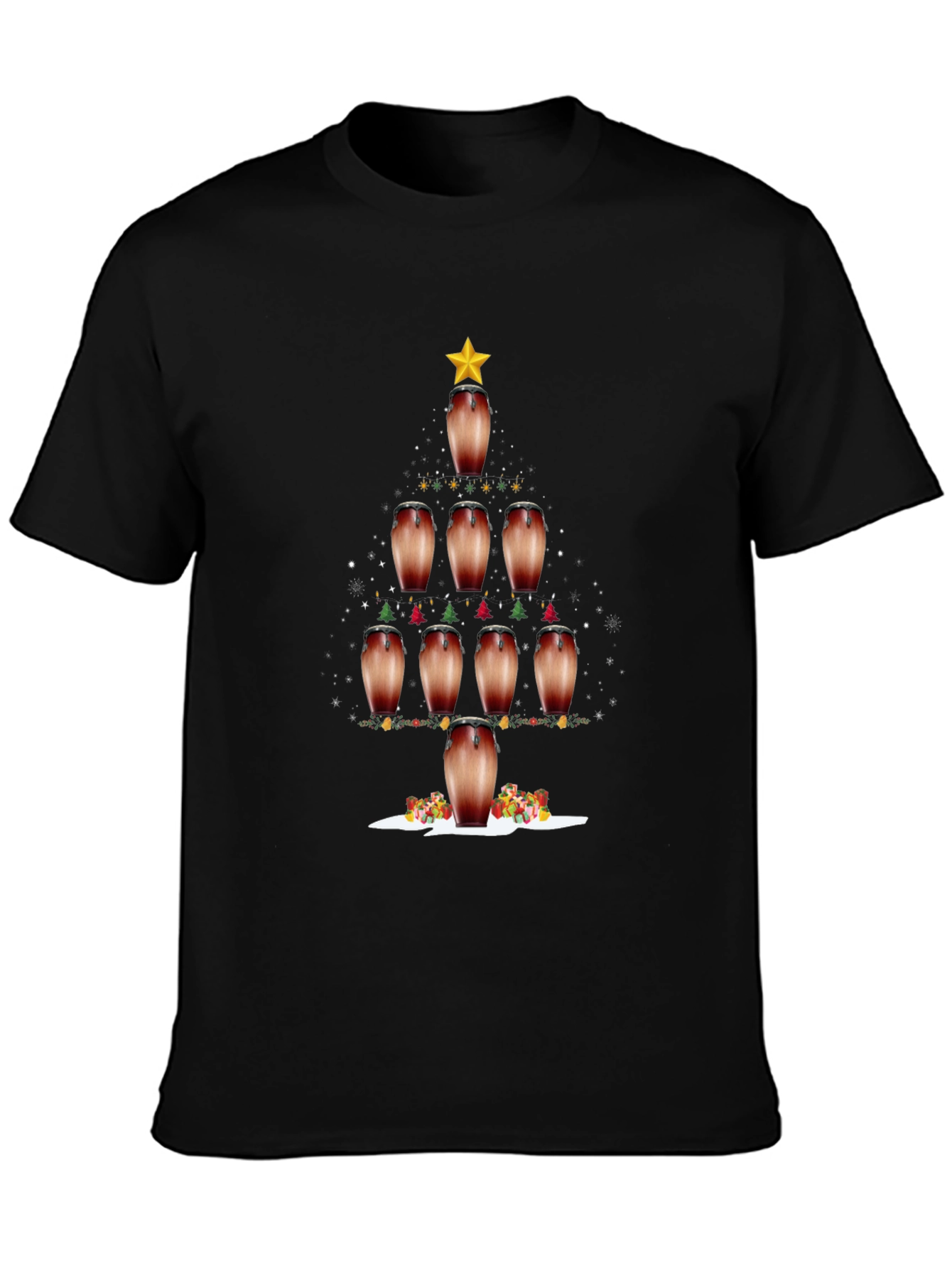 Conga Drum Christmas Tree Graphic Tee - Holiday Vibes!