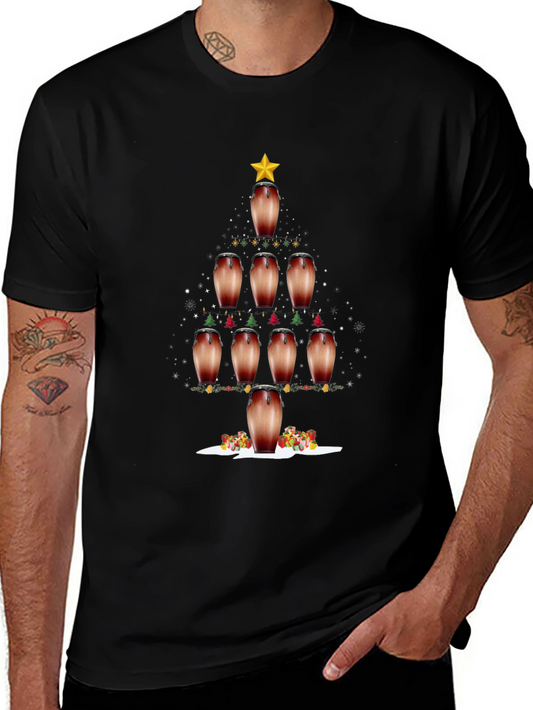 Conga Drum Christmas Tree Graphic Tee - Holiday Vibes!