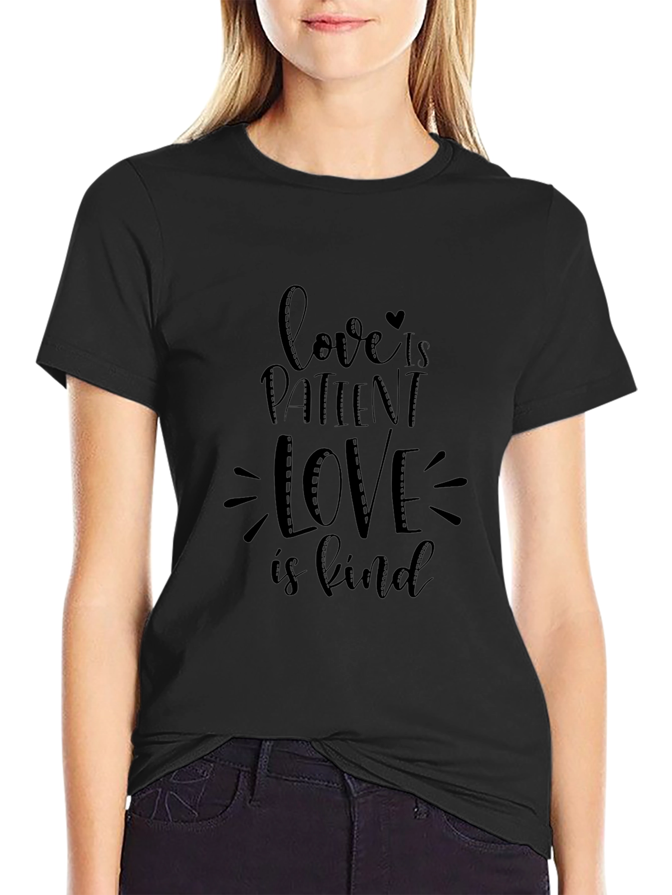 Love Is Patient Black Graphic Tee