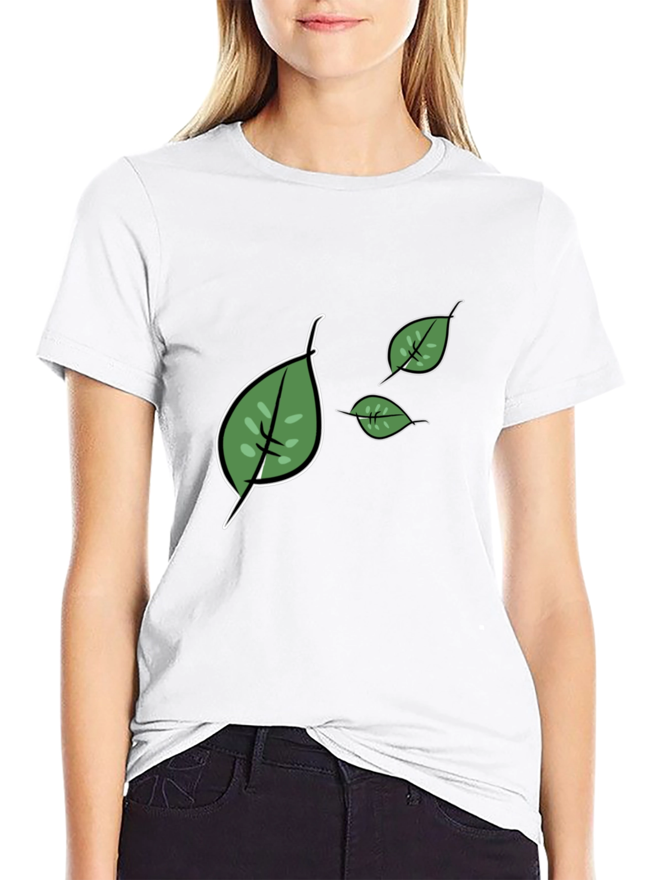 Leaf Graphic Print Tee - Casual Style