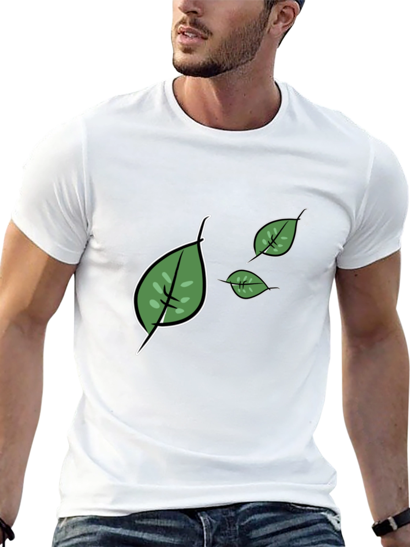 Leaf Graphic Print Tee - Casual Style