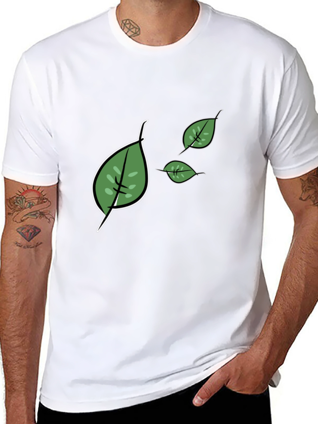Leaf Graphic Print Tee - Casual Style
