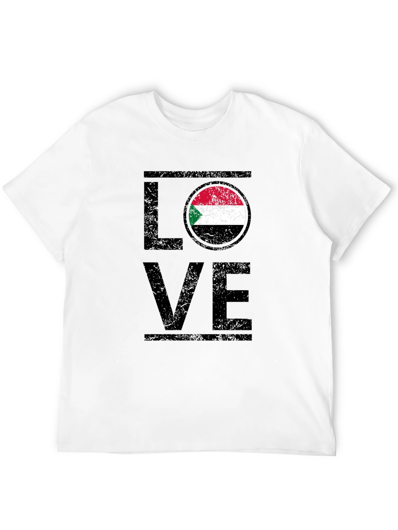 Sudan Flag LOVE Graphic T-Shirt - Black Cotton Tee