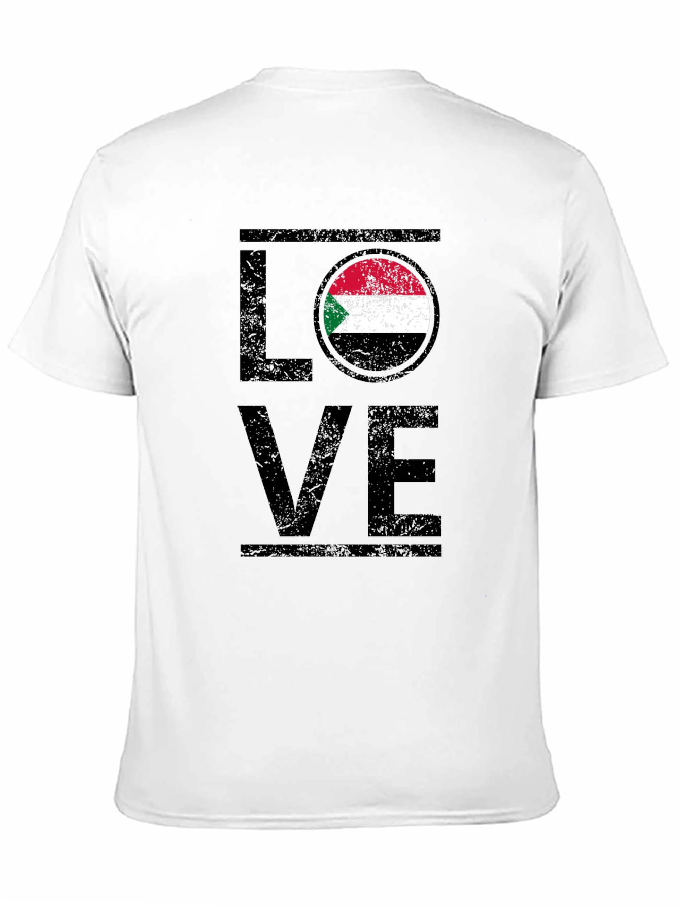 Sudan Flag LOVE Graphic T-Shirt - Black Cotton Tee