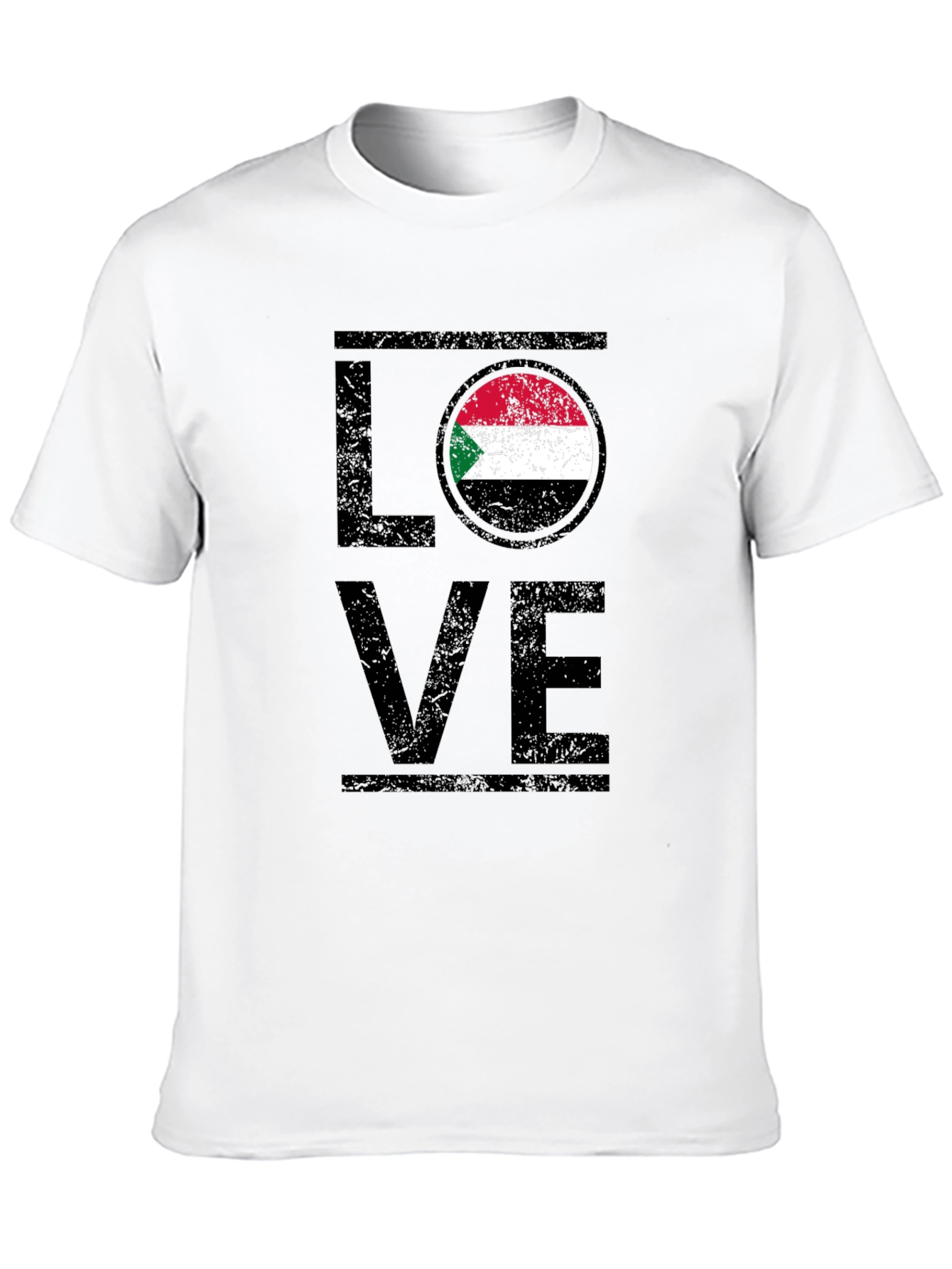 Sudan Flag LOVE Graphic T-Shirt - Black Cotton Tee