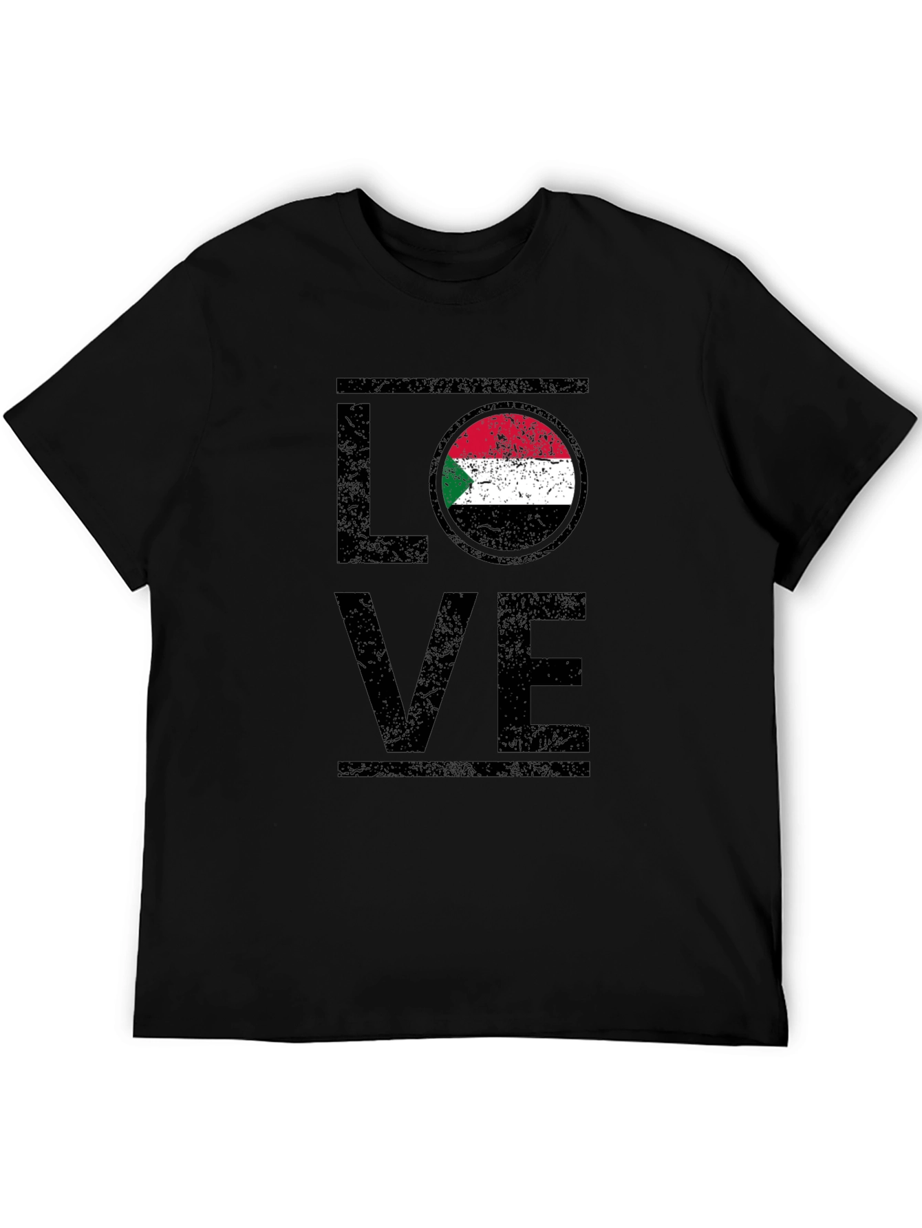 Sudan Flag LOVE Graphic T-Shirt - Black Cotton Tee