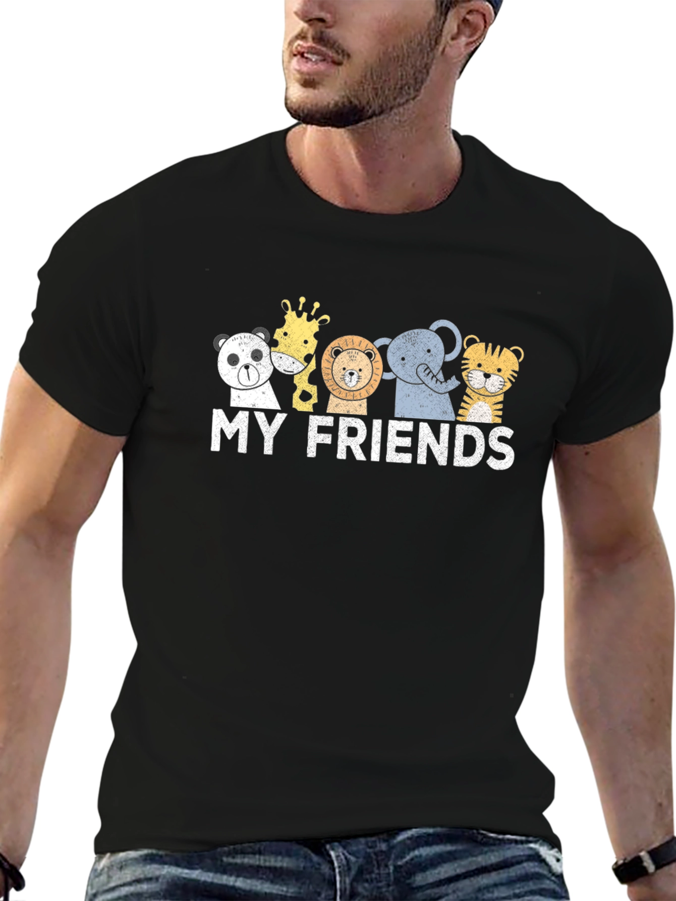Cute Animal Friends Graphic T-Shirt