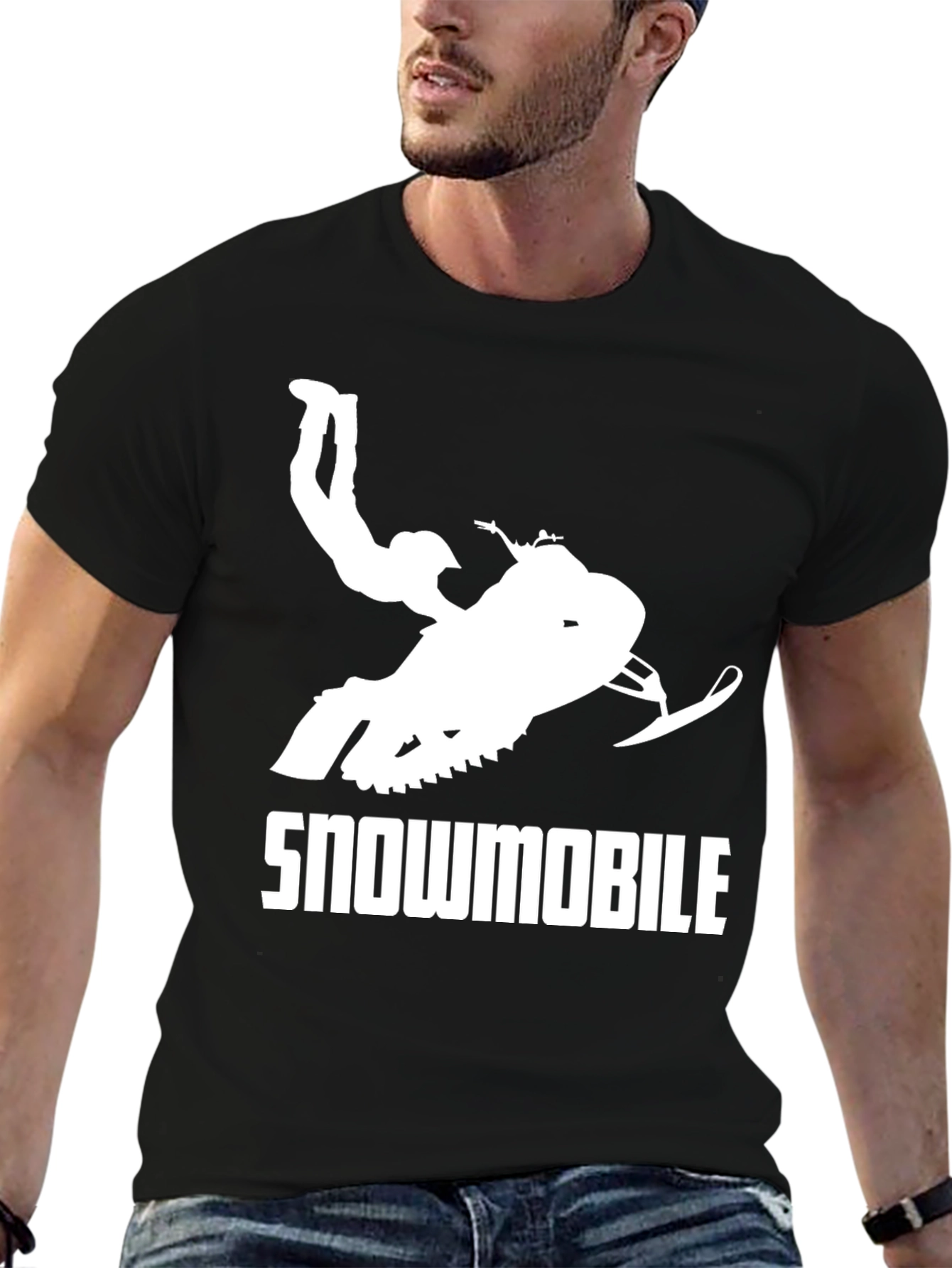 Snowmobile Stunt T-Shirt - Black Graphic Tee