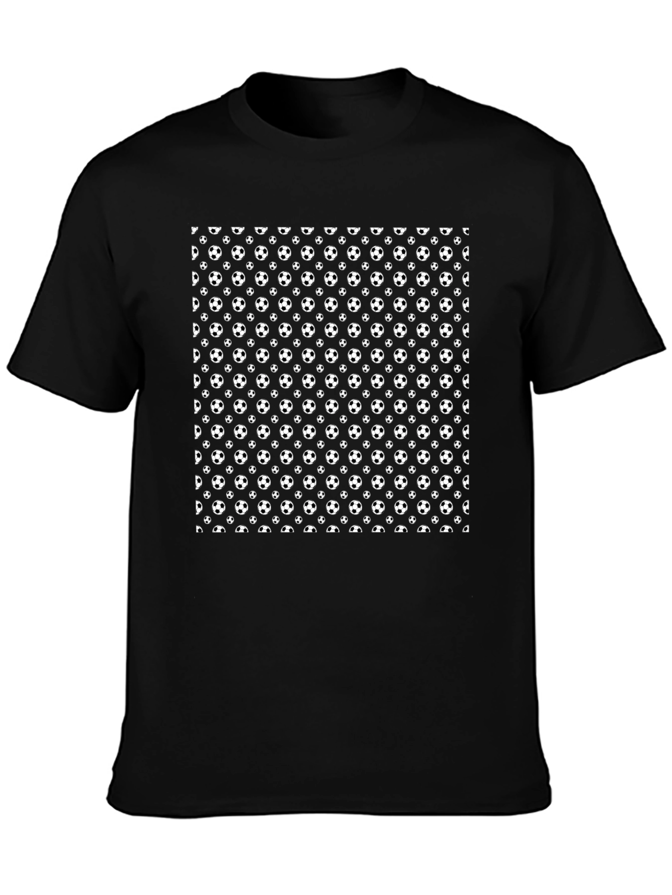 Soccer Ball Pattern Black T-Shirt