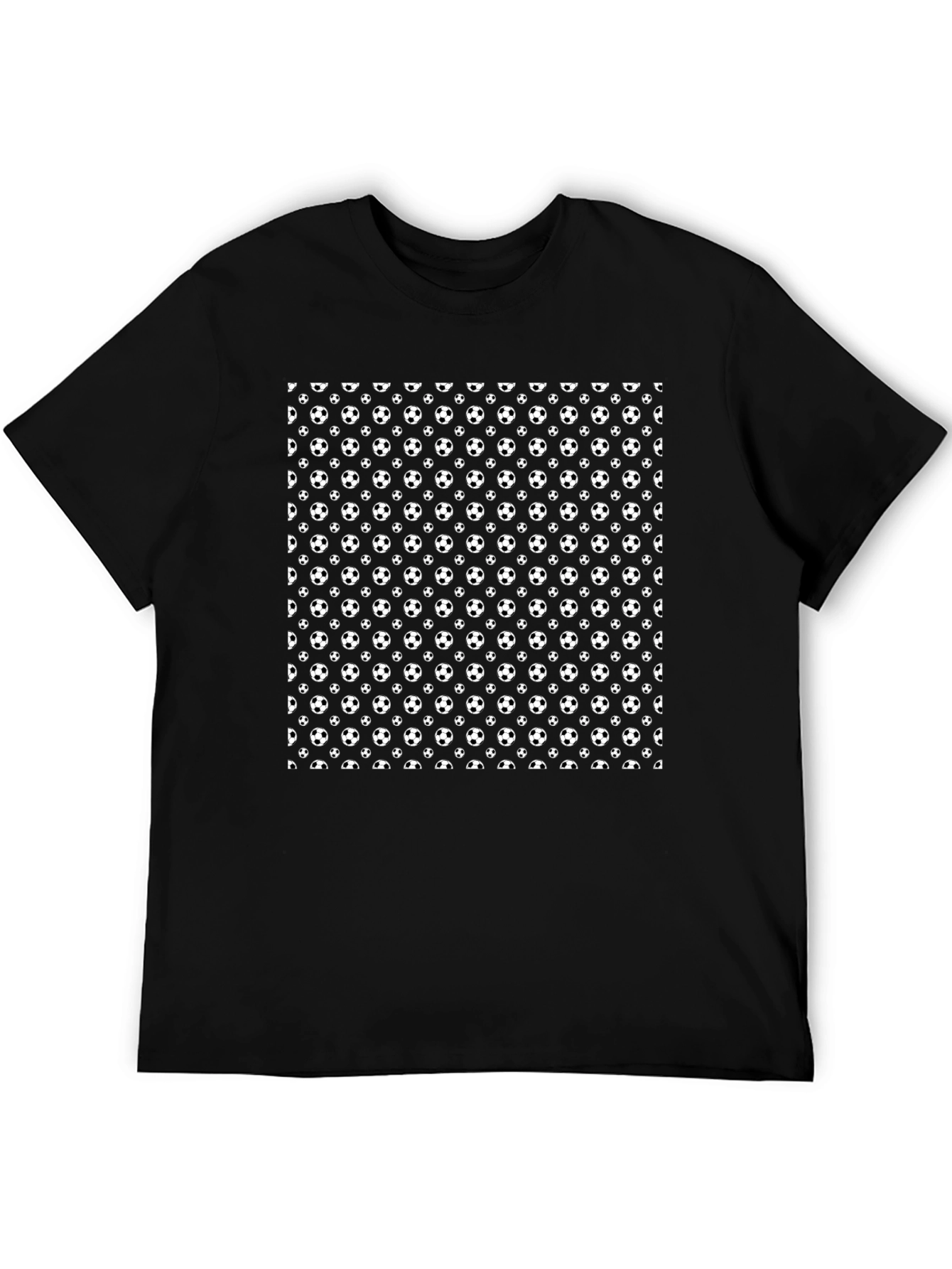 Soccer Ball Pattern Black T-Shirt