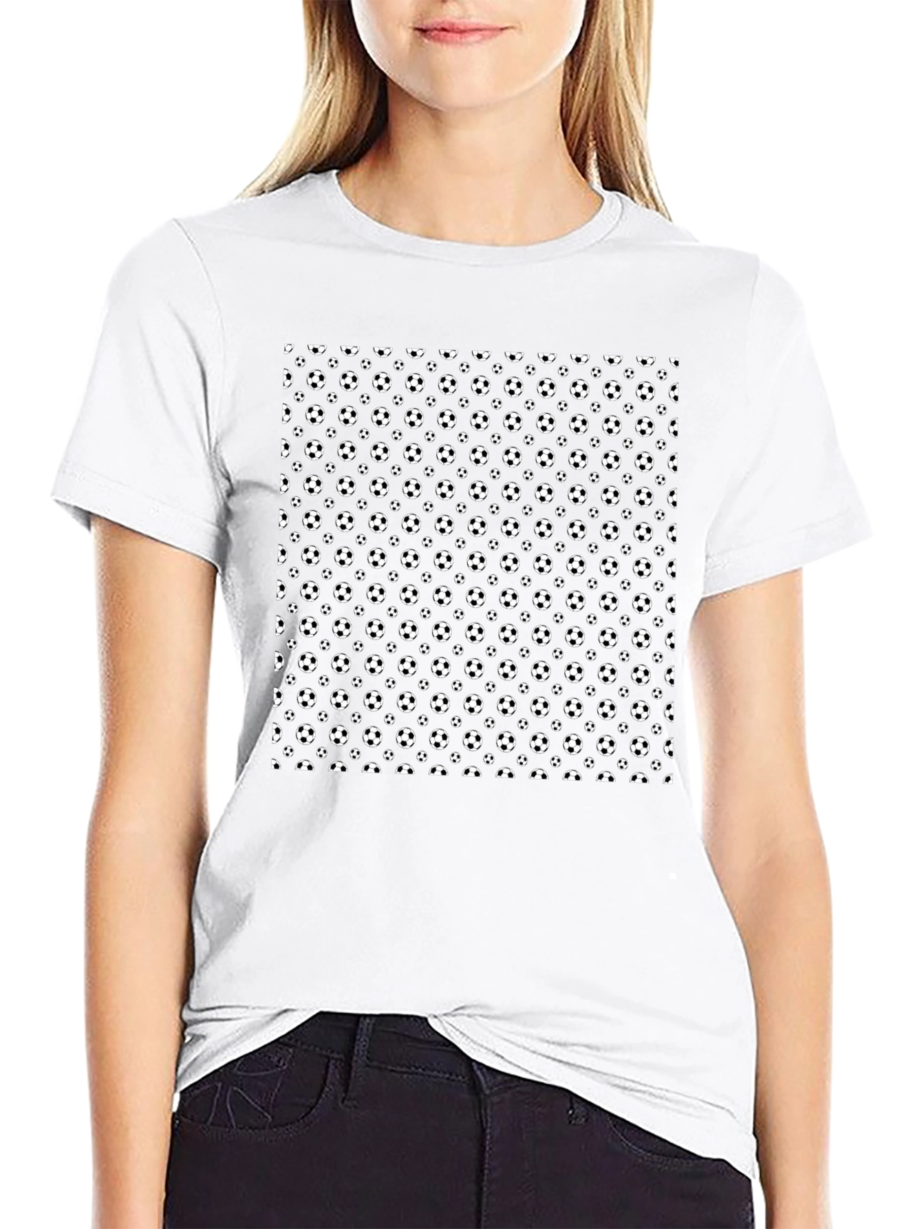 Soccer Ball Pattern Black T-Shirt