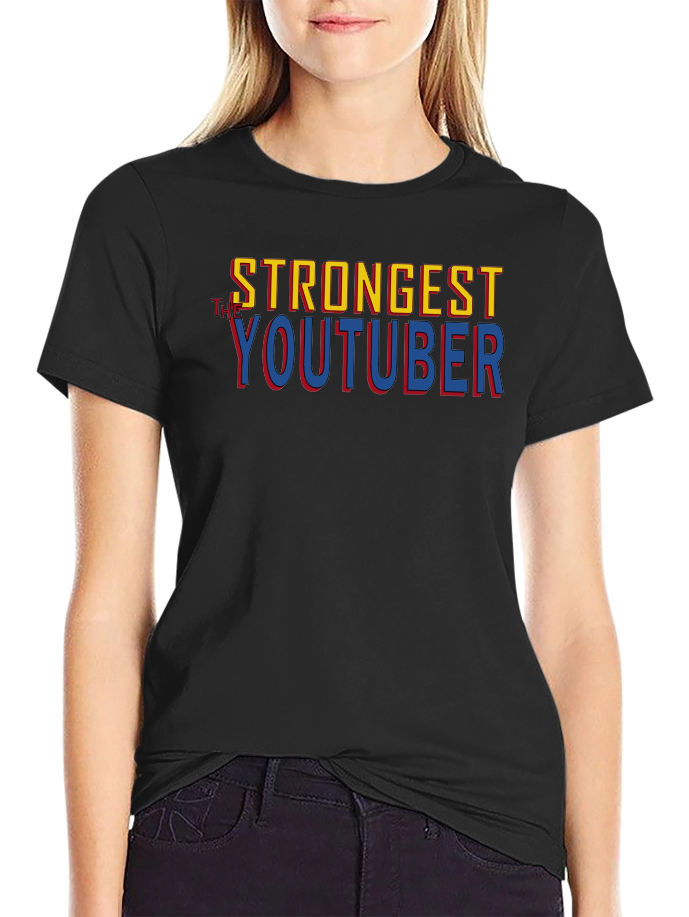 Strongest Youtuber T-Shirt Black Cotton