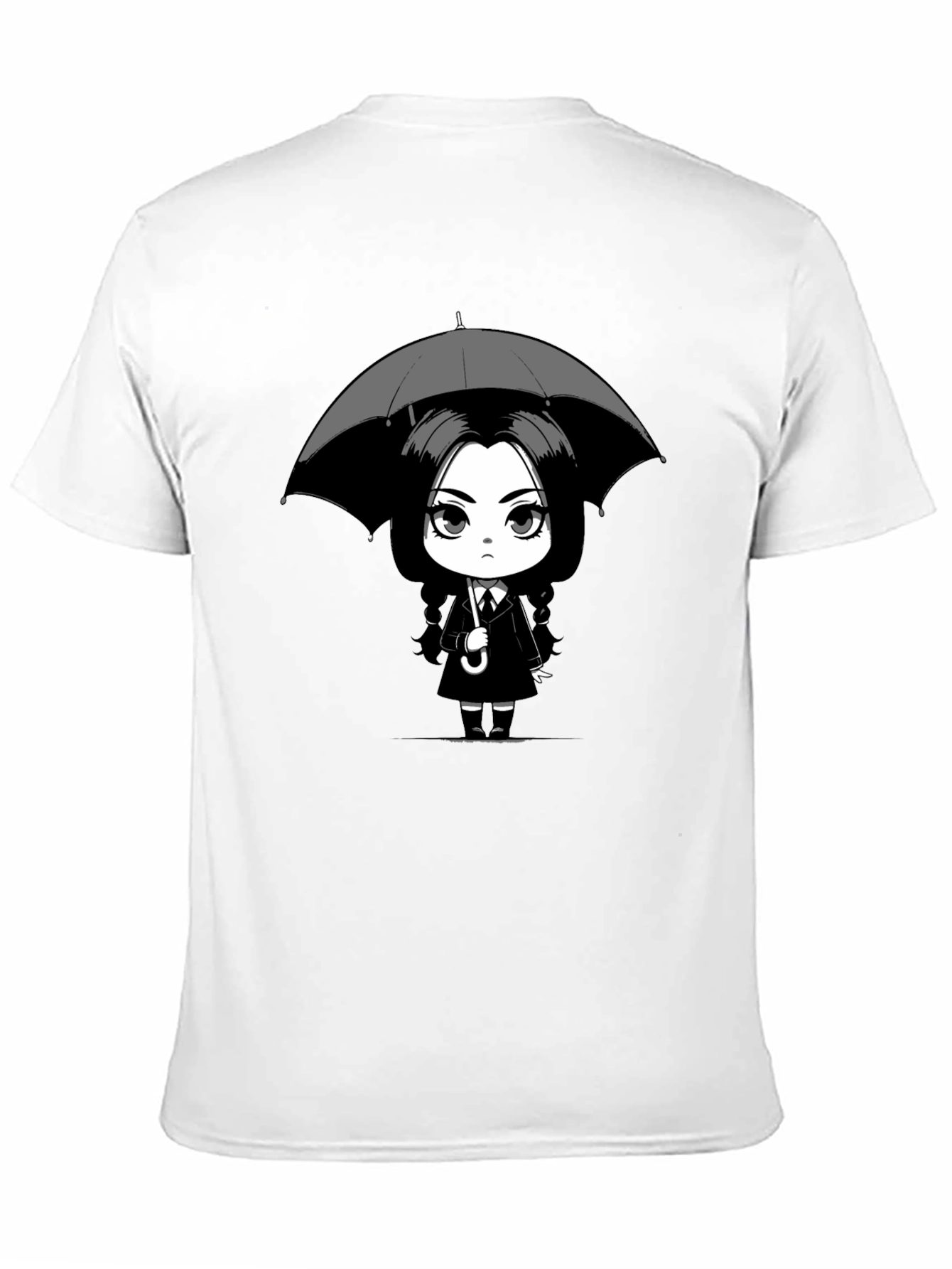 Wednesday Addams Umbrella Graphic Tee - Black