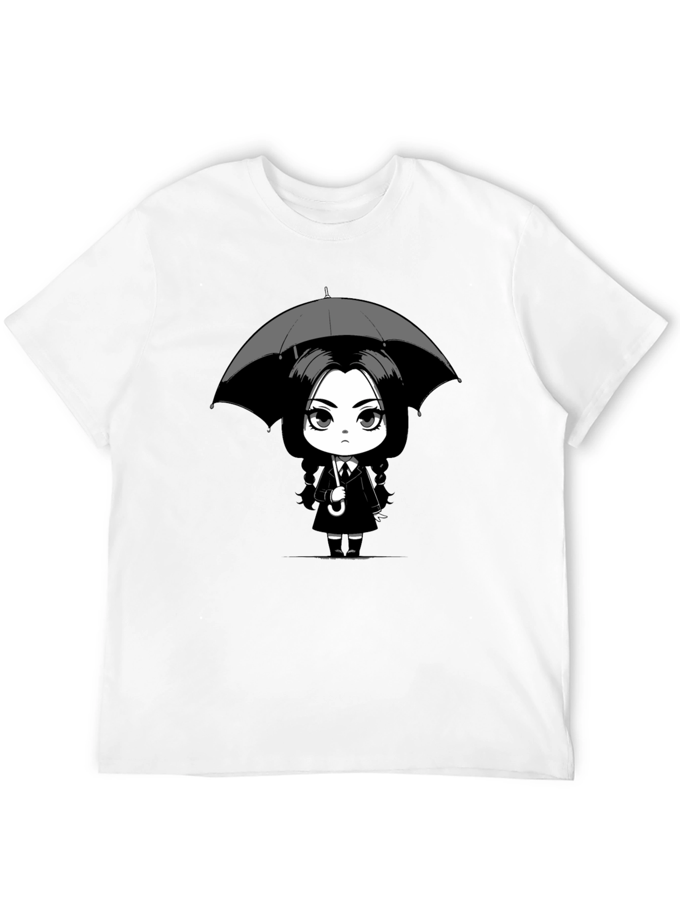 Wednesday Addams Umbrella Graphic Tee - Black