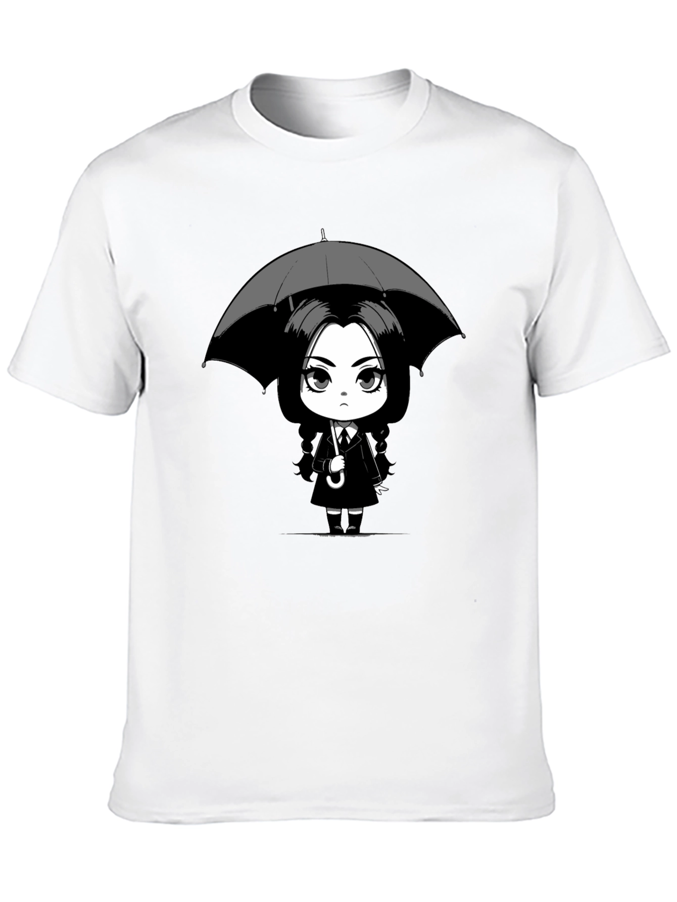 Wednesday Addams Umbrella Graphic Tee - Black