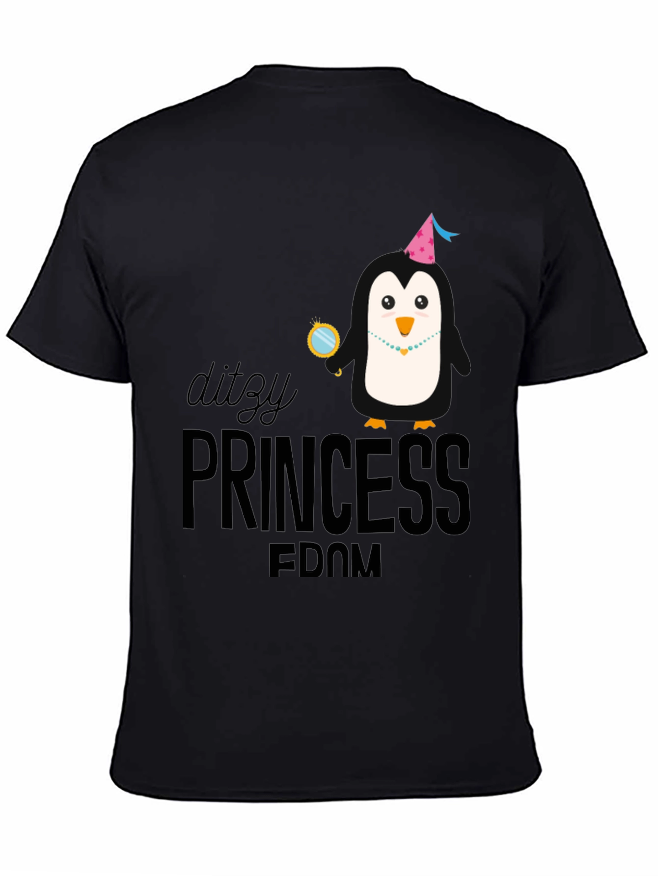 Dizzy Princess Penguin T-Shirt - Black