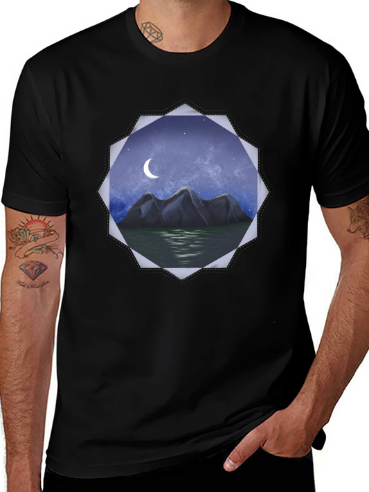 Mountain Moon Graphic Tee - Black
