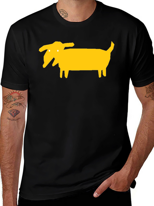 Unique Yellow Dog Graphic Tee - Black Cotton Blend