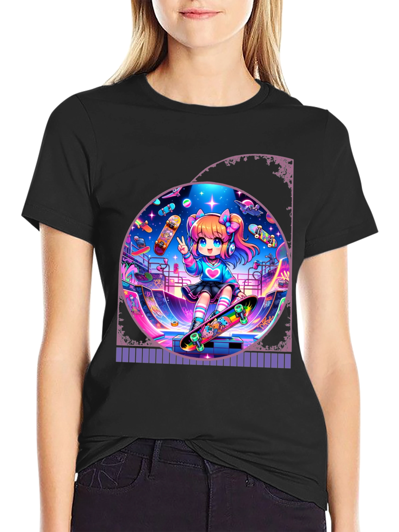 Anime Skater Girl Graphic Tee - Cool and Fun!