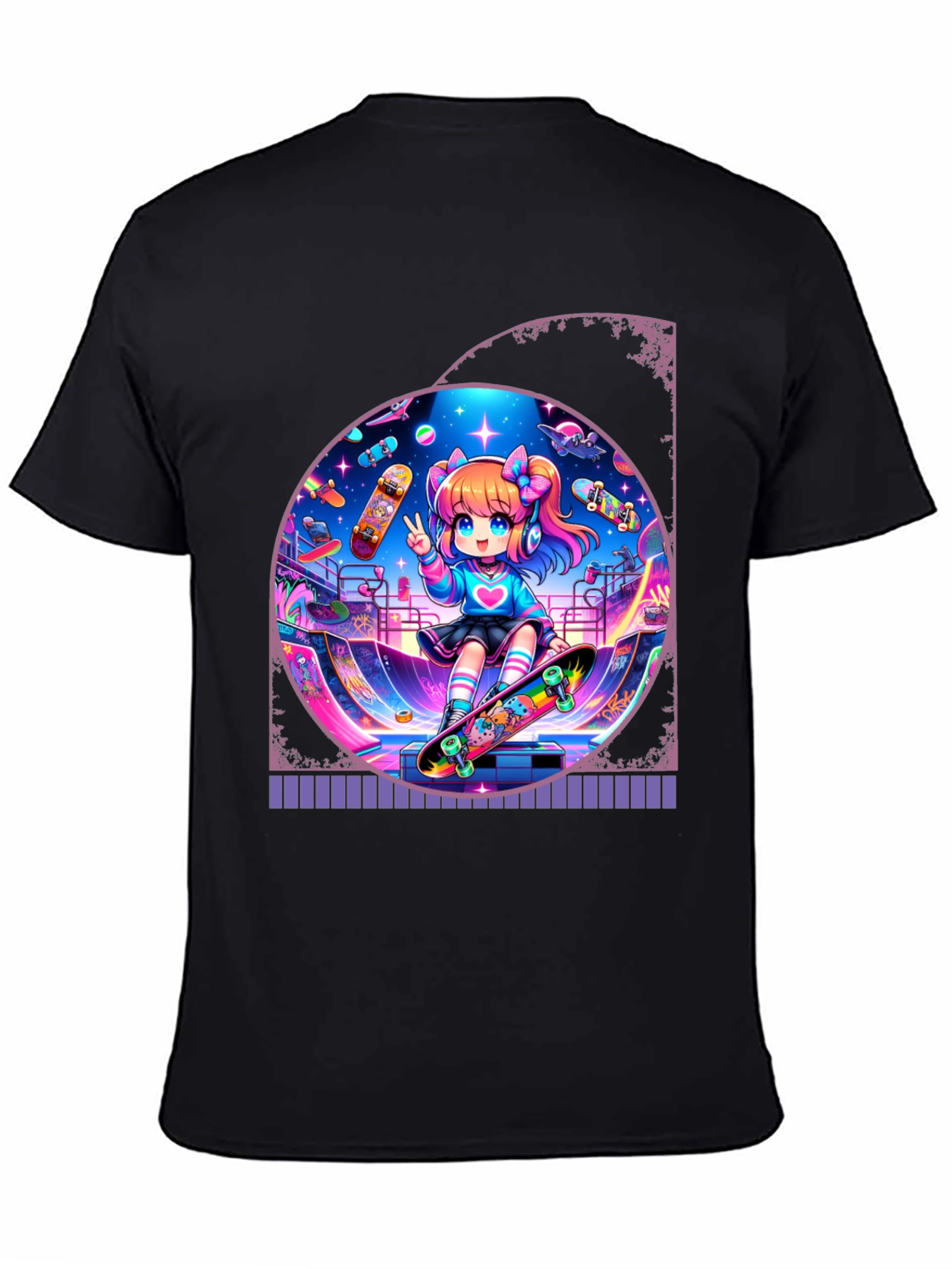 Anime Skater Girl Graphic Tee - Cool and Fun!