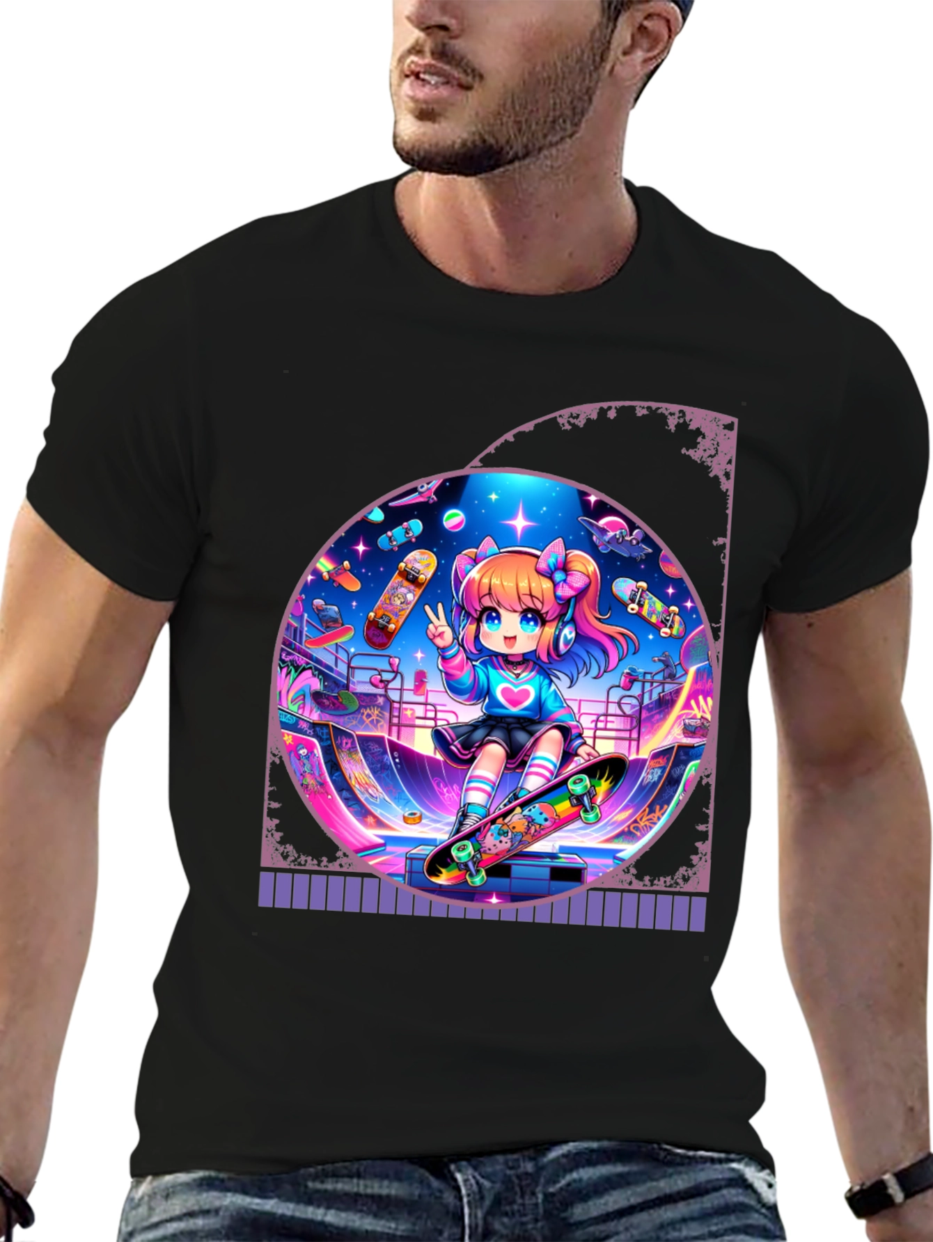 Anime Skater Girl Graphic Tee - Cool and Fun!