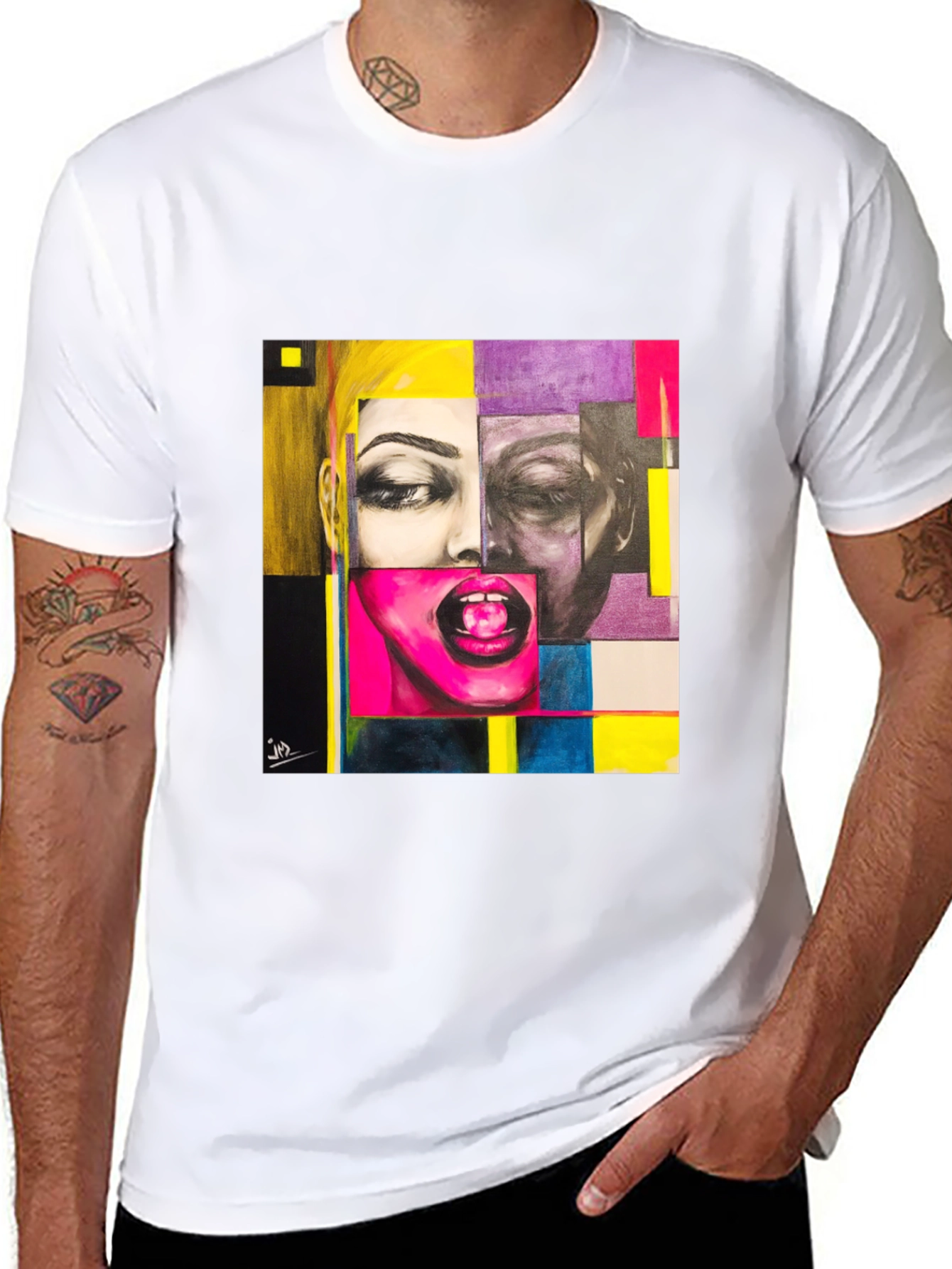 Abstract Face Graphic T-Shirt