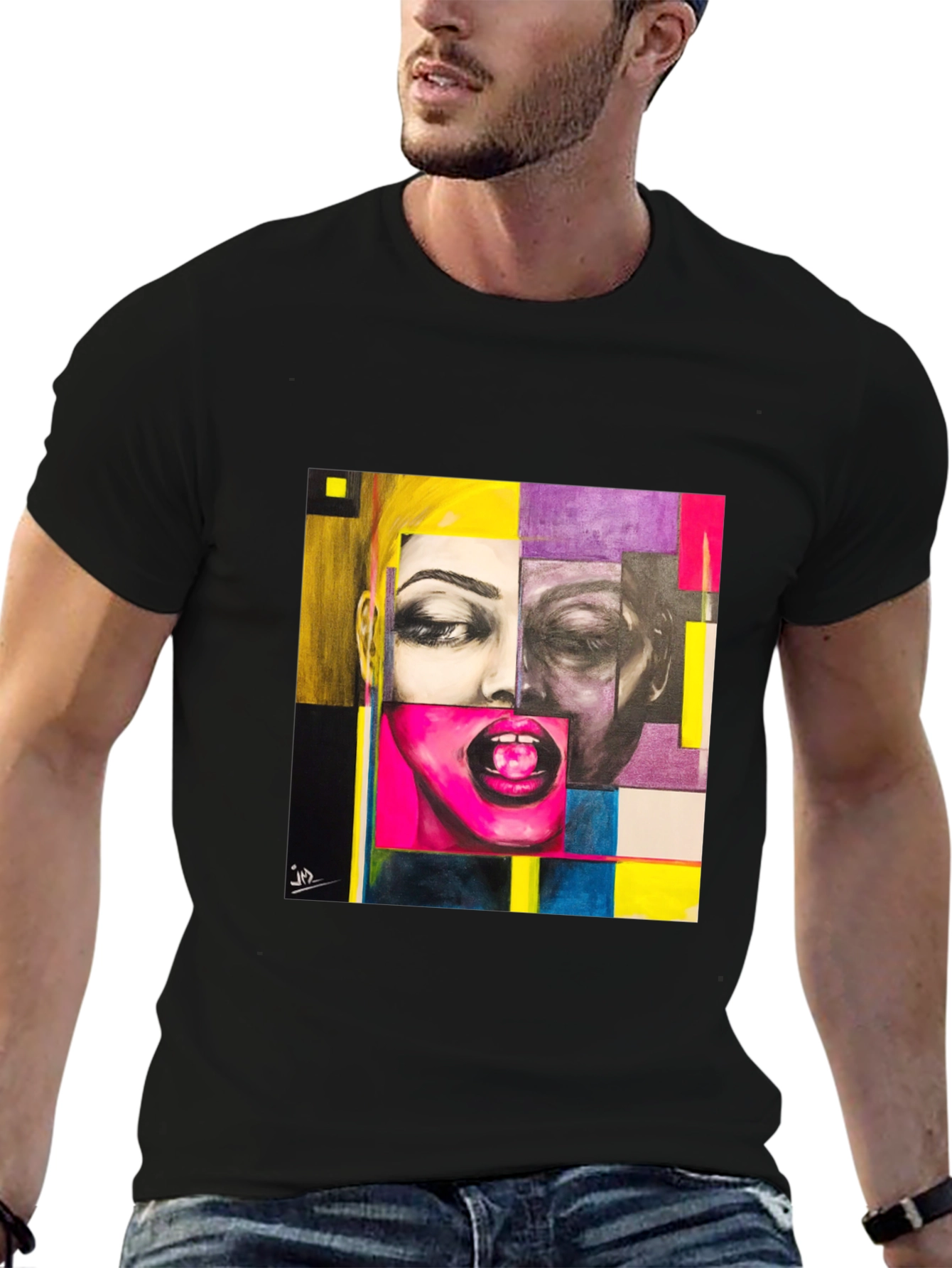Abstract Face Graphic T-Shirt