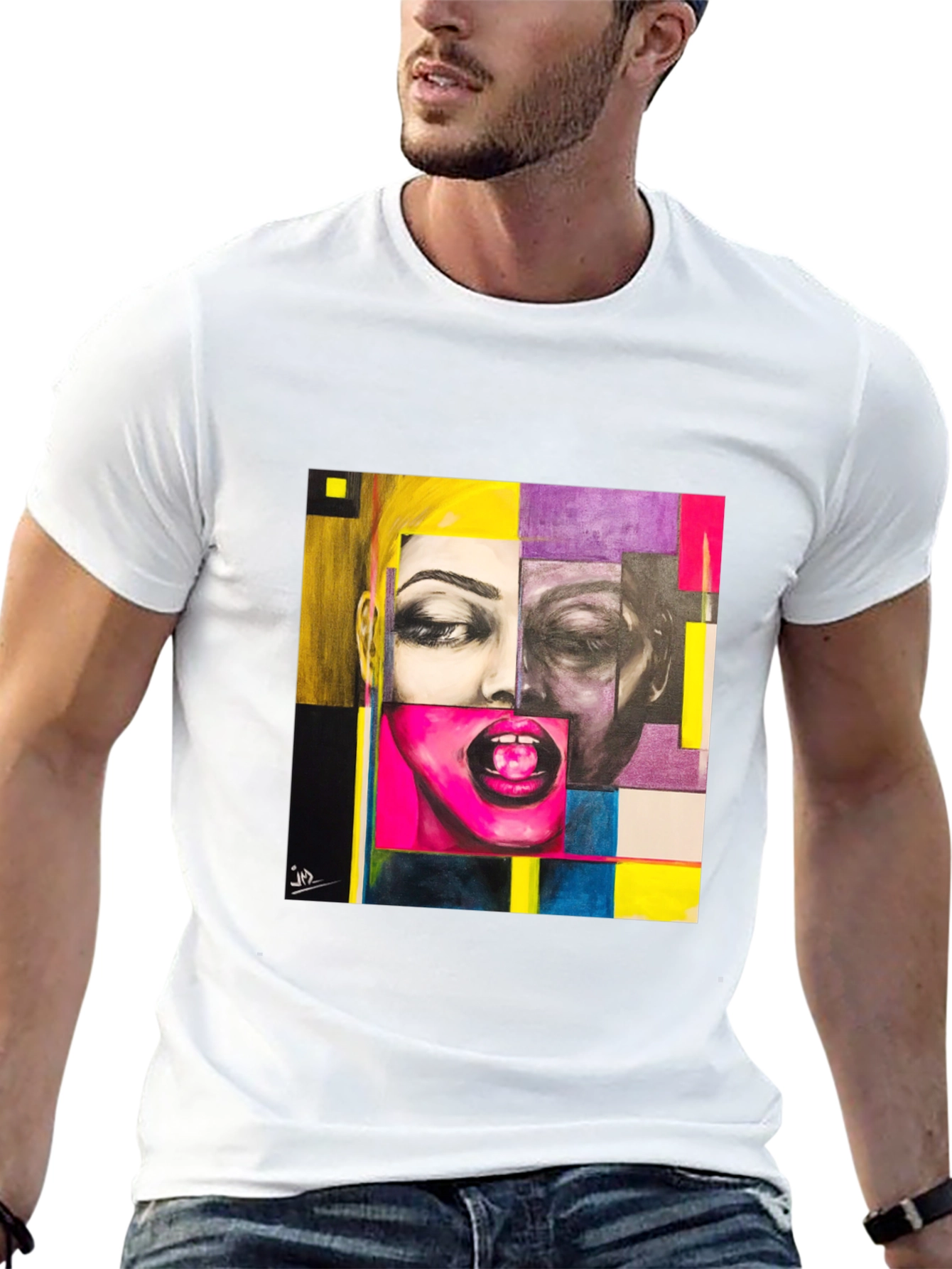Abstract Face Graphic T-Shirt
