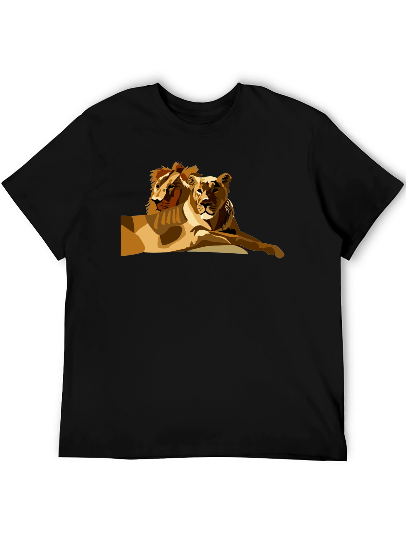 Lion & Lioness Graphic Black T-Shirt