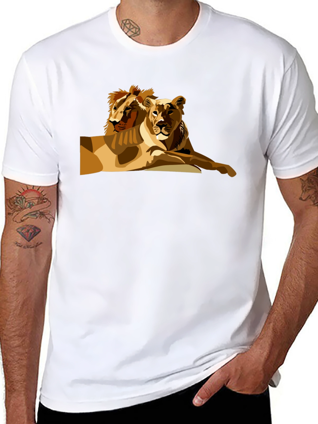 Lion & Lioness Graphic Black T-Shirt