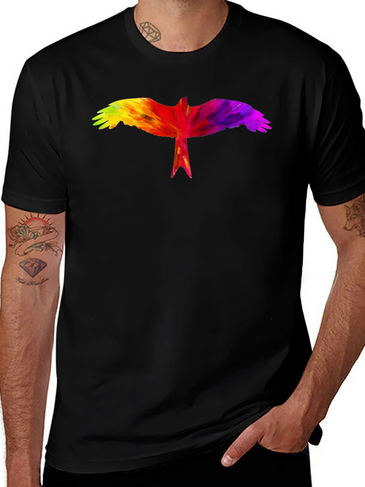 Rainbow Bird Graphic Black T-Shirt