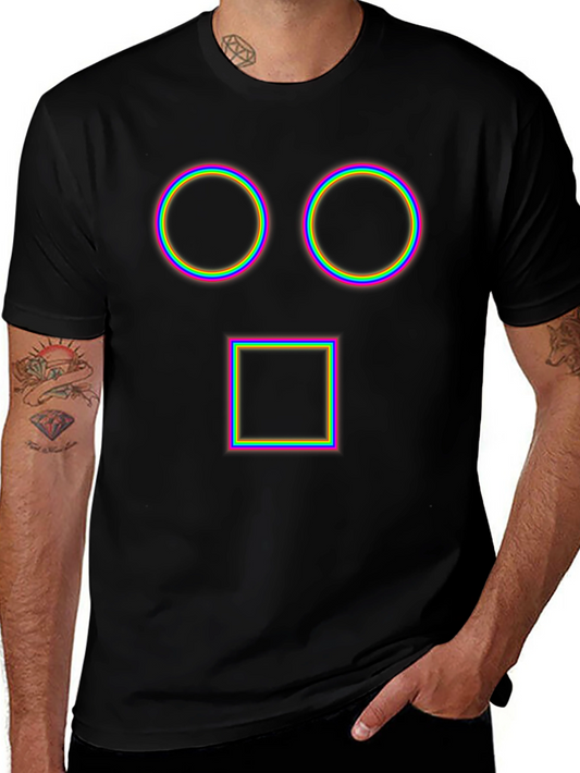 Abstract Geometric Face T-Shirt - Black