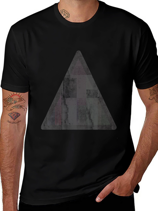 Mens Graphic Black T-Shirt with Triangle Design