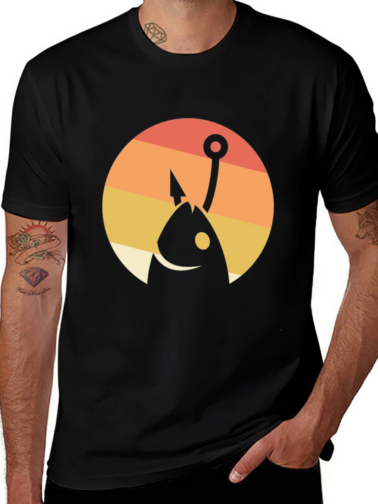 Fishing Hook Graphic T-Shirt - Black